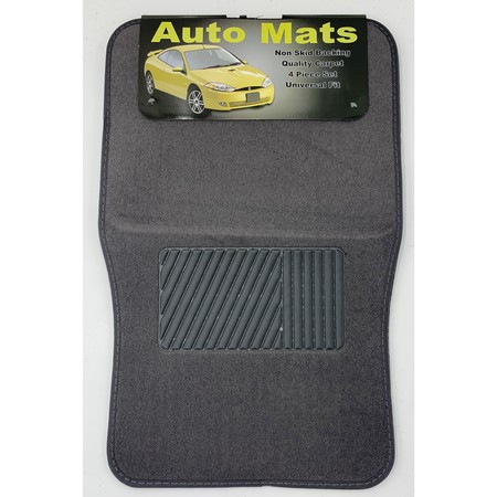 CAR DEALER DEPOT 4 Pc. Carpet Mat Set W/ Heel Pad - Charcoal 9203